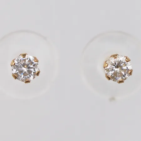 Örhängen med vit sten, Ø4,4mm, 18K. Vikt: 0,6 g