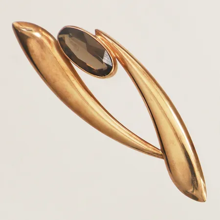 Brosch med rökkvarts 55x17mm 14K Vikt: 2,8 g