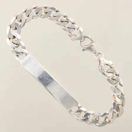 Armband Pansar med platta längd 17,5cm bredd 7,5mm gravyr silver 925/1000 Vikt: 15,8 g