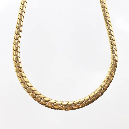 Collier, längd 45cm, bredd 3-6,1mm, 18K. Vikt: 12,6 g