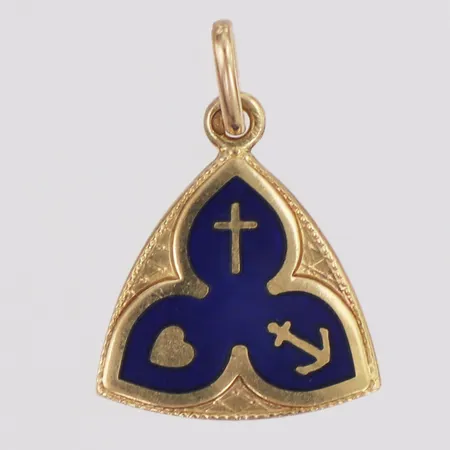 Hänge tro hopp & kärlek emalj, 24mm italienska stämplar, 18K Vikt: 2,4 g