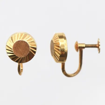 Örhängen med skruvlås, Ø10mm, något skeva, 14K. Vikt: 2,4 g