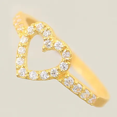 Ring med vita stenar stl: 17, bredd 1,6-9,1m, Thaiguld 23K Vikt: 2 g