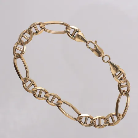 Armband längd 19cm, bredd 7,4mm. 14K Vikt: 14 g