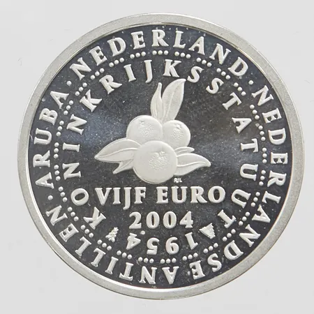 Mynt 5 euro Nederländerna, 2004, Ø29mm, silver 999/1000 Vikt: 11,9 g