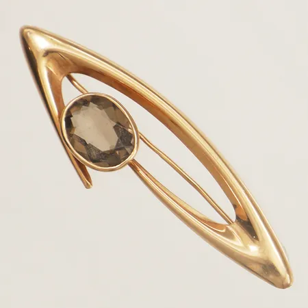 Brosch med rökkvarts 48x15mm 14K Vikt: 2,7 g