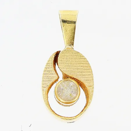 Hänge med vit sten längd 15mm, bredd 7mm, 18K Vikt: 0,9 g