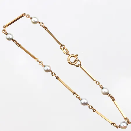 Armband med pärlor, 3,9mm, längd 18cm, bredd 0,9-3,9mm, 18K. Vikt: 2,8 g