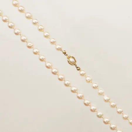Pärlcollier med odlade sötvattenpärlor, Barocka längd 48cm ca Ø7,1-7,5mm, lås i 18K Vikt: 0 g