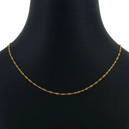 Halskedja Singapore i 18K guld, Guldfynd (GHA), längd 36,0 cm, bredd 1,2 mm, fint skick Vikt: 1,2 g