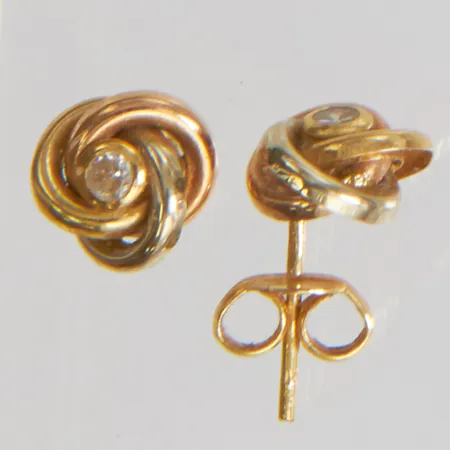 Örhängen med vit sten 7,4mm, 18K  Vikt: 0,8 g