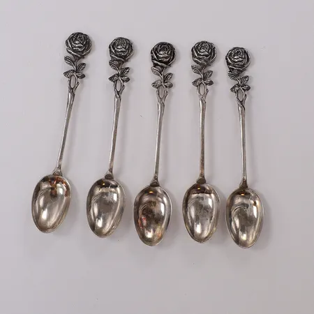 5 Skedar Rosen längd 9,5cm silver 830/1000 Vikt: 29,8 g