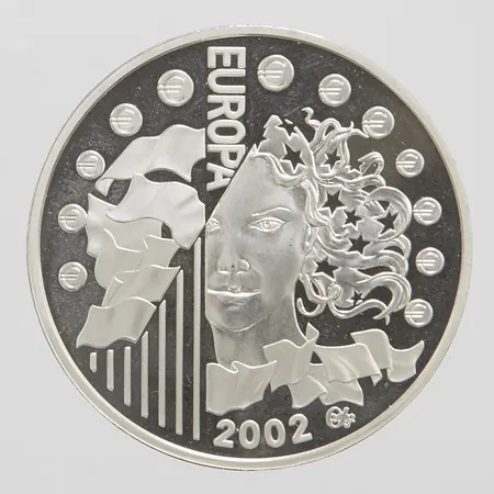 Mynt 10 euro Europa, 2002, Ø37mm, silver 999/1000 Vikt: 22,2 g