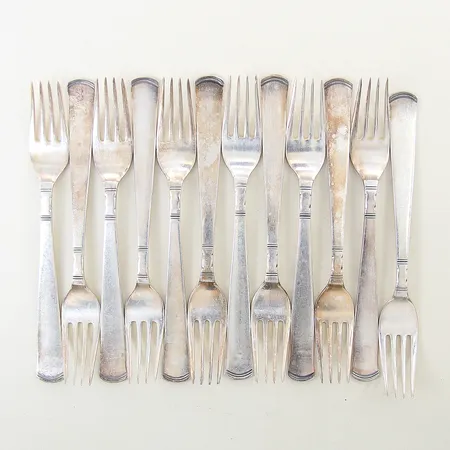 12 Dessertgafflar Rosenholm 14cm silver 830/1000 Vikt: 233,4 g