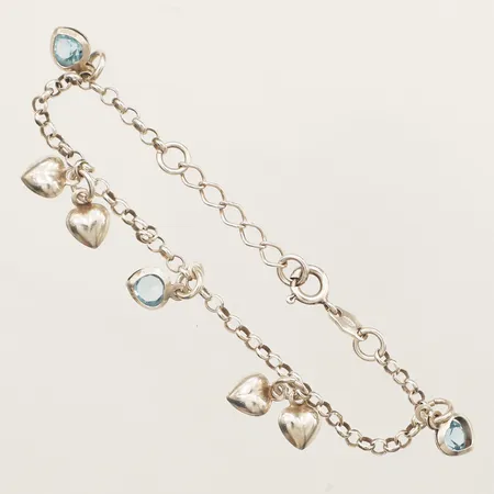 Armband med blå stenar längd 17cm bredd 2mm GHA silver 925/1000 Vikt: 4,2 g