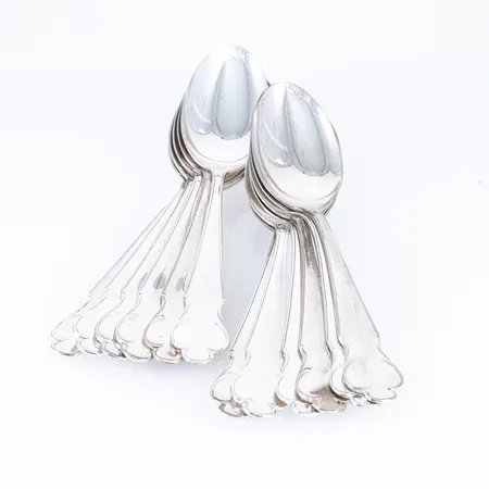 Disa i silver (830/1000) 12 dessertskedar (145 mm) Bruksskick. Vikt 305g Vikt: 305 g