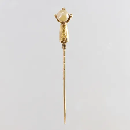Kravattnål med odlad pärla 65x10mm 18K.  Vikt: 4,1 g