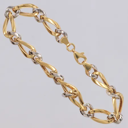 Armband längd 18,5cm, bredd 8mm, tvåfärgad, 18K Vikt: 8,3 g