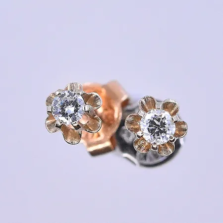 Örhängen med diamanter 2x0,05ct Ø5 mm vitguld 18K. Vikt: 1 g