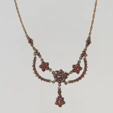 Collier med granater 40cm förgyllt 830/1000 Silver 9,6g.