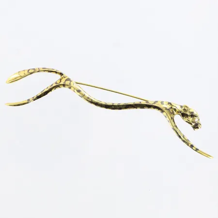 Brosch med vit sten 103x16mm, emalj, 14K Vikt: 11,6 g