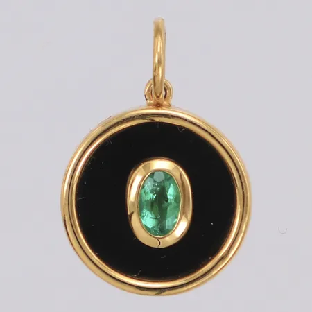 Hänge med grön sten, 20x13mm, Sauer, 18K Vikt: 2,8 g