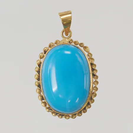Hänge skadad turkos 25x18mm 18K bruttovikt 4,4g.