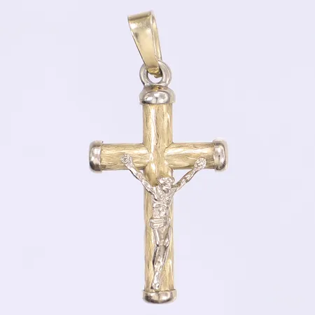 Hänge krucifix 40x19mm tvåfärgad 14K Vikt: 3,8 g