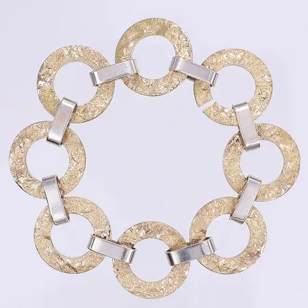 Armband delvis förgyllt 19,5cm bredd 22mm silver 830/1000 Vikt: 37,7 g