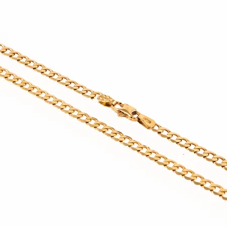 Kedja gles Pansar längd 46cm bredd 4mm, fint skick, 18K 12,6g.