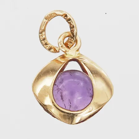 Hänge med ametist längd 1,5cm, bredd 1cm, 18K.  Vikt: 0,7 g