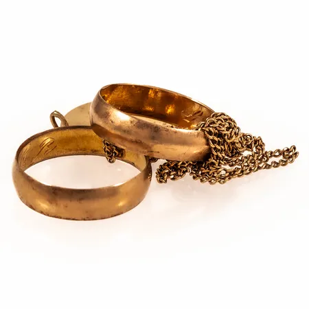 Diverse defekt/graverat guld 18K 9,3g.
