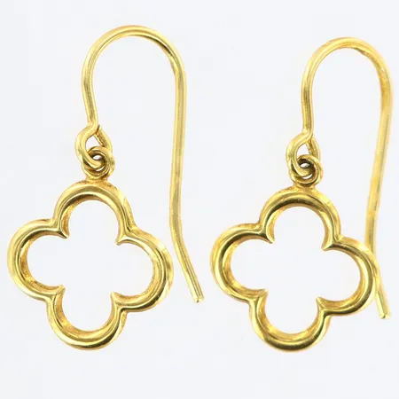 Örhängen fyrklöver Guldfynd, krokar, längd: 21mm, bredd:11mm, 18K Vikt: 1 g