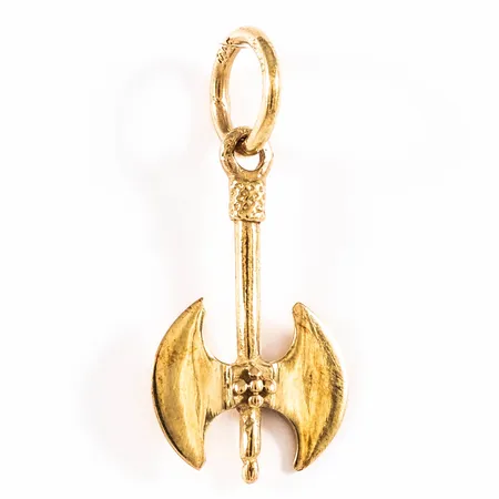 Hänge dubbel yxa bredd 12,8mm längd inkl ögla 29mm, 14K 1,5g.