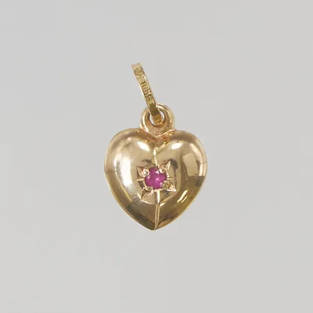 Hänge "hjärta" rosa sten 10mm 18K 0,5g.