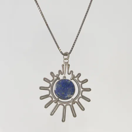 Kedja 80cm hänge med lapis lazuli ca 67mm 830/1000 Silver 25,5g.