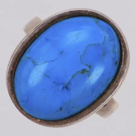 Ring med turkos med guldstänk, stl:16¾, bredd 19,5mm, 835/1000 silver Vikt: 4,9 g