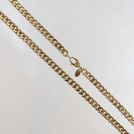 Kedja Pansar längd 44,5cm bredd 6mm ihålig 14K. Vikt: 9,3 g