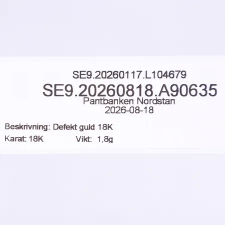 Defekt guld 18K Vikt: 1,8 g