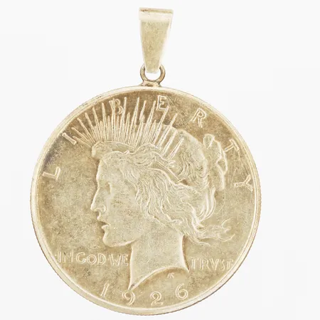 Hänge/Mynt USA One Dollar Liberty In God We Trust 1926, bredd 3,8cm, höjd 5cm, 900/1000 Silver. Vikt: 27,4 g