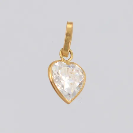Hänge hjärta med vit sten, längd 12cm, 18K Vikt: 0,3 g
