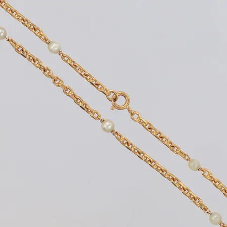 Collier Ankar med integrerade pärlor längd 43cm, bredd 3mm, 18K Vikt: 13,4 g