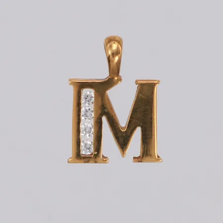Hänge med vita stenar 17x12mm, 14K Vikt: 1,9 g