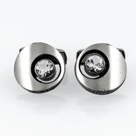 Manschettknappar Karl Laine för Finnfeeling Finland Ø19,5mm med bergkristall, lätt oxiderat silver 925/1000 10,6g.