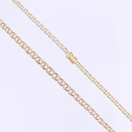 Halskedja doserad Bismarck 43,5cm bredd 3-5mm tillv. Guldfynd, kistlås, 18K Vikt: 9,9 g