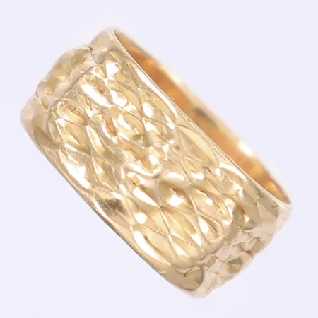 Ring stl:18 bredd 10mm något bucklig 21K  Vikt: 4,5 g