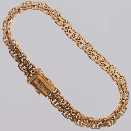 Armband X-länk med stav längd 18,5cm, bredd 8mm, 18K Vikt: 14,8 g
