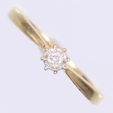 Ring med diamant 1x ca 0,04ct stl:17, bredd 2-4mm, 18K Vikt: 1,6 g