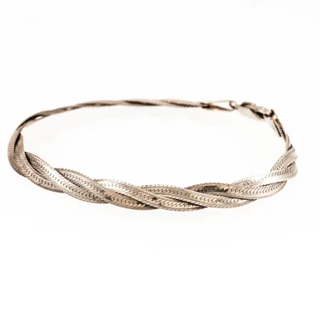 Armband halvstel platt tvinnad 19cm bredd 5,5mm, silver 925/1000 6,2g. 