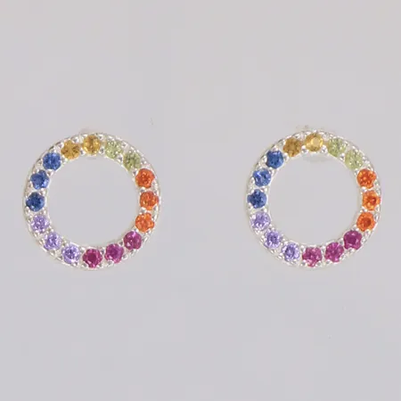 Örhängen med färgade stenar Ø10mm, 925/1000 silver Vikt: 1,3 g